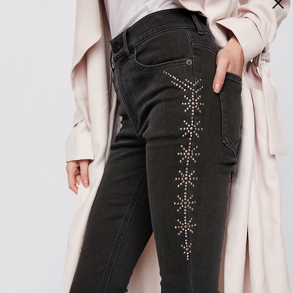 NWT High Waist Black Rhinestone Ankle Jeggings - Picture 2 of 2